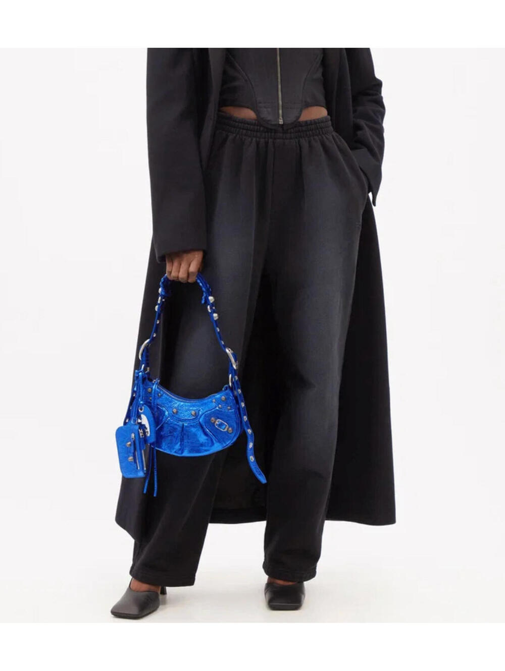 NWT $2650 Balenciaga Le Cagole 671309 Metallic Blue Leather XS Shoulder Bag - Picture 9 of 15